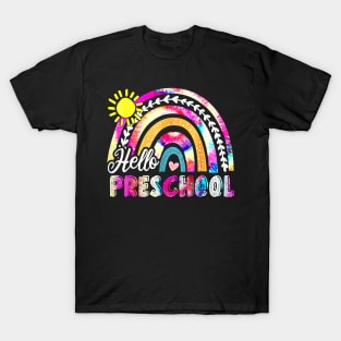 Back To School Rainbow Tie Dye Teacher Hello Preschool T-Shirt